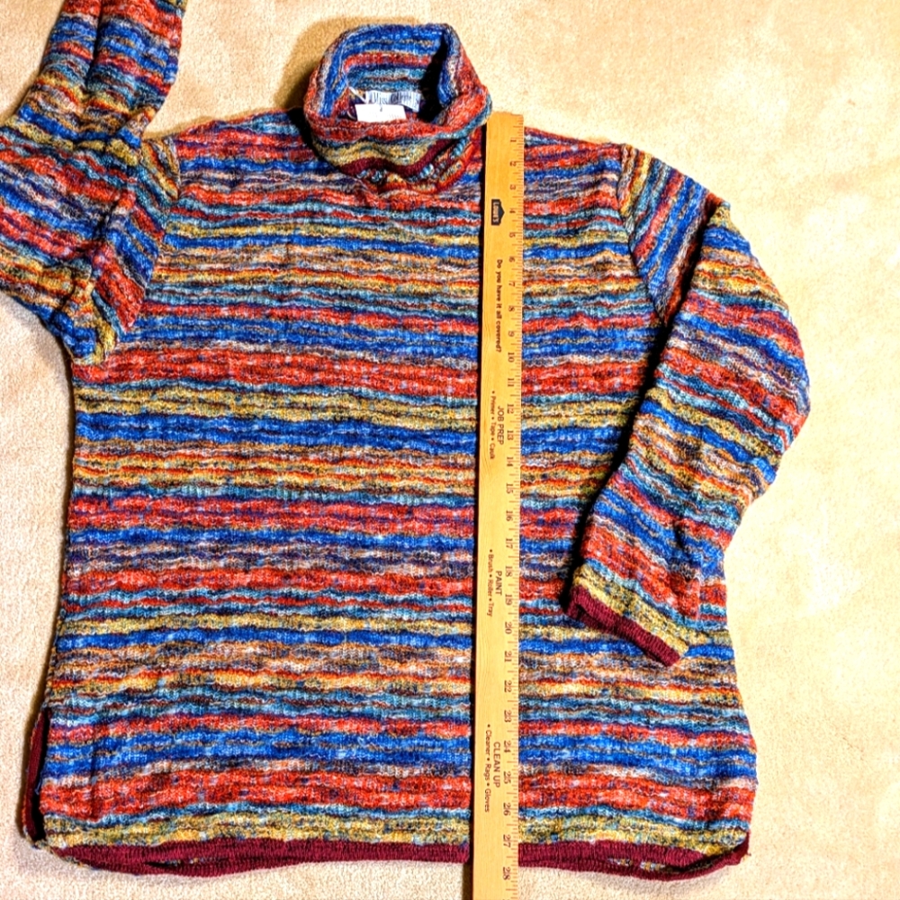 Women's Miss College Multi-color Soft Wool Blend Turtleneck Sweater | Size XL - Picture 6 of 10